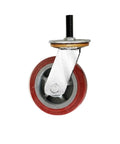 Badass Heavy Duty 4 Inch Swivel Caster Wheels 1300 Pound Load 4 Pack With Quiet Brake M16 Threaded Stem close-up of a polyurethane tire.