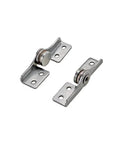 Angled front view of Flozari 304 stainless steel rotary shaft torque hinges, pair with mounting plates.