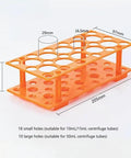 Two Pack 28 Well Test Tube Rack For 10ml 15ml And 50ml Tubes, Detachable Lab Tube Holder, Durable Plastic, Orange
