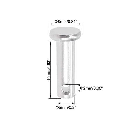 Heavy Duty 304 Stainless Steel Clevis Pins Flat Head Single Hole Link Hinge Rods 5Mm X 16Mm Silver Tone Hardware For Shop And Rig Repairs 4 Piece Pack Built Like A Tank And Slick