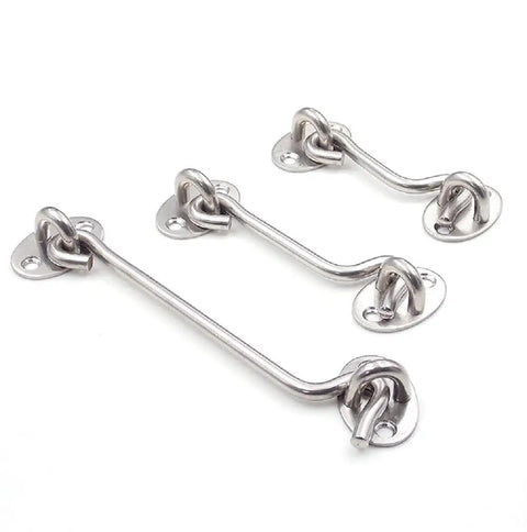 Rock Solid Sus 304 Stainless Steel Barn Door Latch With Hook And Eye Design Heavy Duty Rustproof Window Catch and Door Stop with screws.