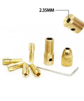 Hot Four Pack Brass Mini Collet Drill Chuck Keyless Adapter Socket For Electric Motor Shaft Rotary Tools Heavy Duty Grip and Long Life with 2.35MM size.