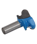 Versatile 1/2 Inch Drawer Pull Router Bit Made From Tough Tungsten Steel Alloy With PTFE Coating For Smooth Woodgrooving On Any DIY Project And Ready To Carry Around, showing sharp blade and steel shank.