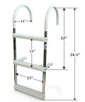 Heavy Duty Aluminum Boat 3 Step Ladder With Folding Gunwale Hook Design, 11 Inch Wide Hooks, Non Marking Support Legs, 250 Lb Capacity, Seamless Marine Boarding Solution, 34.5 in high