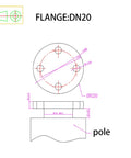 Technical drawing of DN20 flange for Portable 100W Wind Turbine Generator For Home Use No Battery 12V Vertical Wind Turbine.