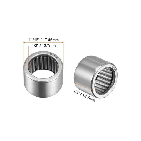 Beefy Full Complement Needle Roller Bearing Open Cup With Drawn Cup ST14 Steel GCr15 Needle Rollers, 1/2 Inch ID, 11/16 Inch OD