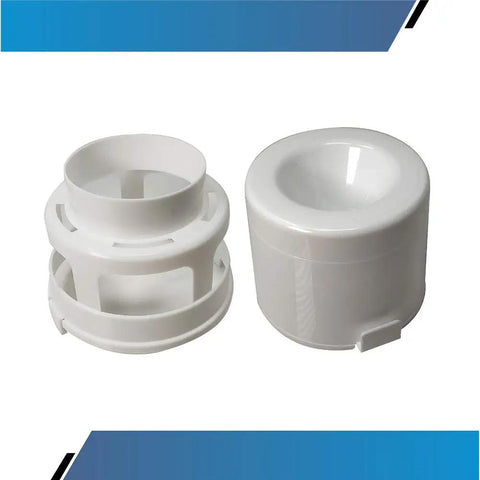 Indoor Dryer Vent Kit With Lint Trap Bucket And 4 Foot Aluminum Foil Duct components, showing lint trap and vent pieces