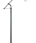 Oil Rubbed Bronze Adjustable Floor Lamp With Swivel Arm, Rustic Style, showing full lamp with tan shade, 66 Inch Tall