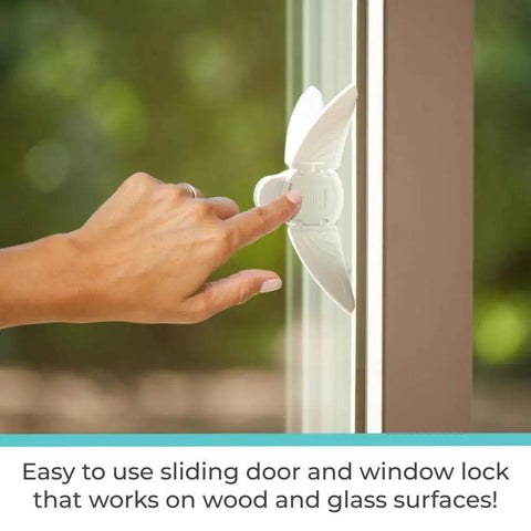 Sliding Door And Window Lock For Baby Proofing, Child Safety Lock For Sliding Glass Doors And Windows, Patio Doors, White, Easy Install, Pack Of 1 Great For Toddlers And Busy Homes