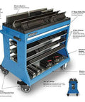 Press Brake Change Over Cart for European Style Tooling VT 36500 with beefed-up base, ergonomic handle, multiple shelves, and wheels