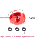 Red CNC Machined Aluminum Bike Air Valve Top Cap Cover for Suspension Forks with Schrader Valve Thread and O-rings