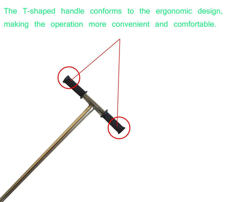 T-shaped rubber handle of 40 Inch Pro Grade Soil Sampler Probe With 11.8 Inch Ejector, Foot Pedal, Stainless Steel
