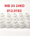 Gas Diffuser Ceramic Swirl Ring 012.0183 MB24 24KD displayed in a set of ten for MIG gun torch welding