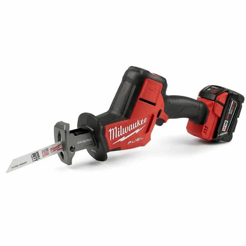 M18 Fuel One Handed Reciprocating Saw Kit with XC5.0 battery, ergonomic grip for home renovations and landscaping tasks.