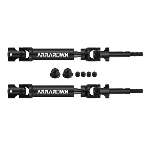 Upgraded CVD Rear Drive Shafts For Off Road RC Trucks in black steel, 92mm length, heavy duty with adapters and hardware.