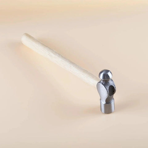 Jewelry Hammer With Solid Wood Handle And Iron Head For Precise Metalworking, Flat Face Mallet For Driving Pins And Rivets