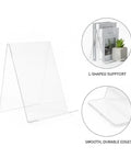Clear Acrylic L Shaped Bookends For Desk And Shelf Organization No Fuss Invisible Support Brackets for upright books on glass desks