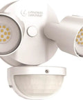 HomeGuard 2 Light LED Outdoor Flood Lights With Motion Sensor And Dusk To Dawn For Easy Install, 4000K Cool White Round Heads