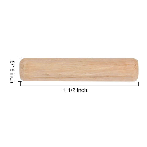 Side view of a 5/16 inch by 1 1/2 inch cherry wooden dowel, part of 1000 Piece Five Sixteenth Inch Wooden Dowel Pins Set For Woodworking.
