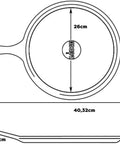 Diagram of Round Cast Iron Griddle Pan 10.5 Inch Pre Seasoned Non Toxic PFAS Free Cookware with measurements