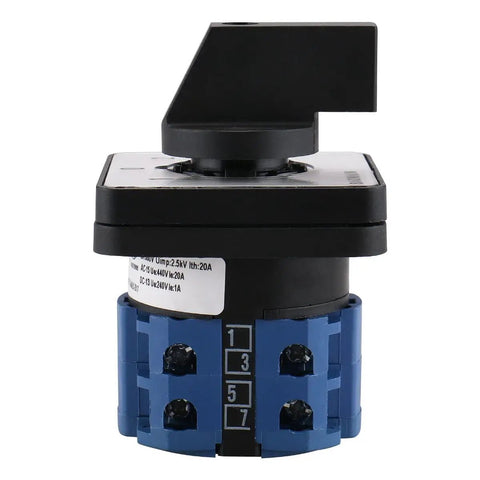Rotary Cam Changeover Switch 20A With 8 Terminals Three Positions Two Pole Two Phase Latching Function AC 660V side view
