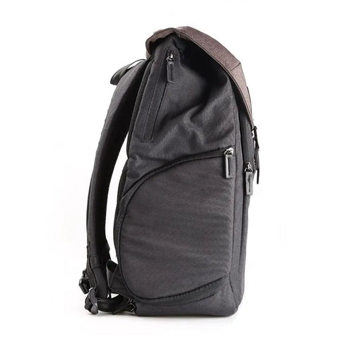 Side view of Large Capacity Camera Backpack With Rain Cover Waterproof Fabric For 15.6 Inch Laptop And DSLR, adjustable straps visible