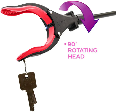 Heavy Duty 19 Inch Aluminum Grabber Reacher Tool With Magnetic Claw And LED Light Foldable Pickup Reacher For Seniors Trash Grabber Picker Red Two Pack