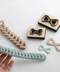 Dope Bow Shape Leather Cutting Die Set Two Pack For DIY Leather Projects, wooden frame with Japanese steel dies and cut leather shapes
