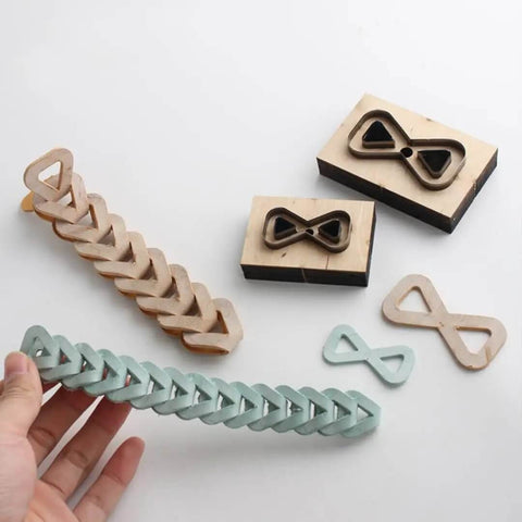Dope Bow Shape Leather Cutting Die Set Two Pack For DIY Leather Projects, wooden frame with Japanese steel dies and cut leather shapes