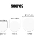 580 Piece Self Adhesive Screw Hole Stickers Set For Wooden Furniture And Cabinets, PVC Cover Caps Dustproof, 12mm 15mm 21mm, White