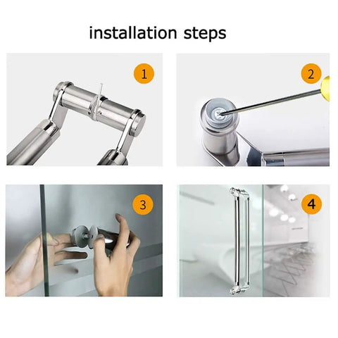 Installation steps of Heavy Duty Brushed Stainless Steel Push Pull Glass Door Handle For Home Office And Hotel Built For Tough Use Rust Resistant Smooth Operation Available In 800mm Or 1200mm Length