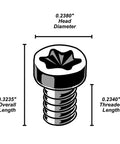 Solid As A Rock Black Oxide Torx T15 Star Drive Fillister Head Gun Screws Eight Forty Thread Quarter Inch Long dimensions diagram