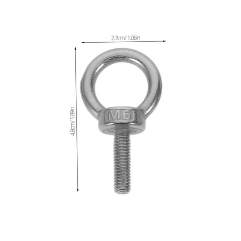 Stainless Steel M6x20 Threaded Eye Bolts With Closed Ring For Heavy Duty Concrete Mounts And Wall Hooks, size shown