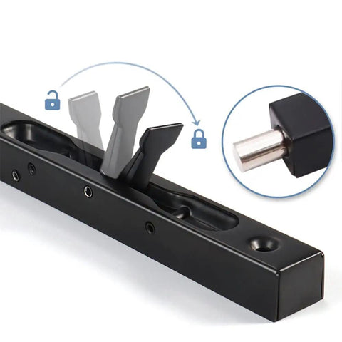 Top Tier Heavy Duty 6 Inch Stainless Steel Door Flush Bolts showing locking mechanism for secure sliding latch setup.