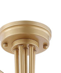 Close-up of brass gold base of Brass Gold 24 Inch Parisian 6 Light Globe Modern Industrial Iron Ceiling Light Semi Flush Mount.