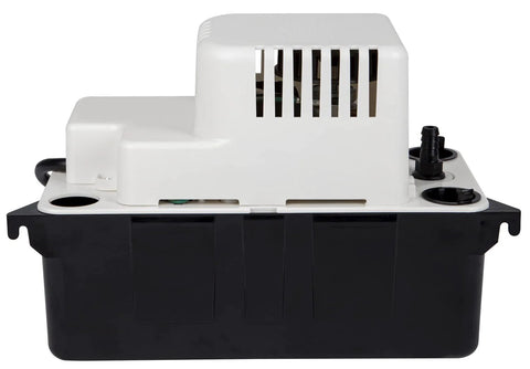 Little Giant VCMA-15UL condensate pump, white motor housing on black reservoir, 6 ft cord.