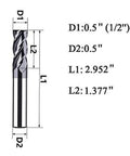 1/2-inch carbide square-end milling bit, 4-flute, for metalworking applications