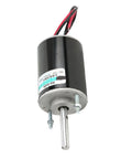 Top Tier 30W PM DC Electric Motor At 24 Volts And 7000 RPM With Copper Windings for DIY gear builds, featuring wires and metal shaft.