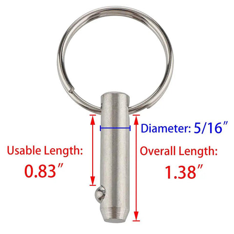 Solid As A Rock 2 Pack Quick Release Pins For Bimini Tops And Marine Support Poles Featuring Spring Loaded Ball Tips Crafted From Hardcore 316 Stainless Steel