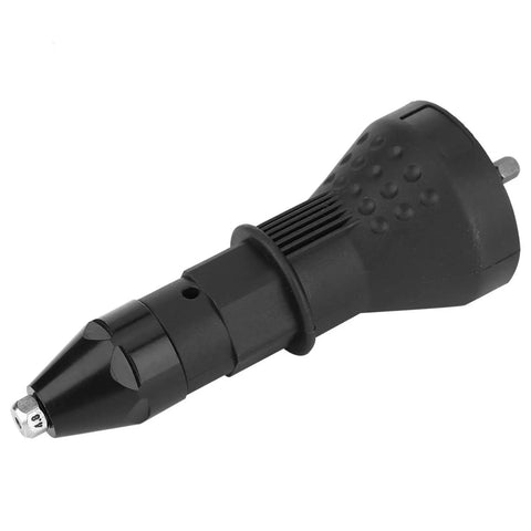 Rivet Nut Gun Adapter Kit For Drill Power Beefed Up Riveting Tool With Four Heads 1000 RPM Drill Attachment shown in black
