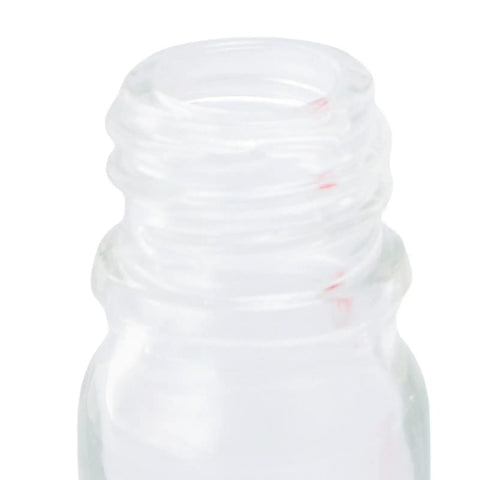 Close-up of the narrow neck of the Glass Watch Lubricant Bottle With Mesh Basket For Precision Oil Application And Storage Leak Evaporating Container