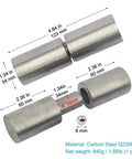 2-pack 5-inch weldable barrel hinges for metal doors, carbon steel Q235B, 3/4 inch pin, 1400 lb load capacity