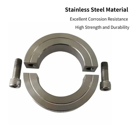 Two Piece Split Shaft Collar Clamp With Set Screw 2-3/8 Inch Bore, 3-1/2 Inch Outside Diameter, 3/4 Inch Wide, Made From 304 Stainless Steel