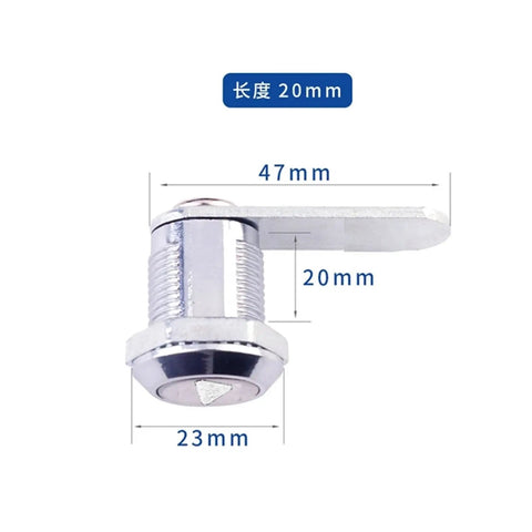 Zinc Alloy Triangle Lock For File Cabinets And Drawers tongue cam lock measuring dimensions of 47mm x 23mm x 20mm