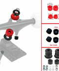 Purple Skateboard Truck Conversion Kit with rubber bushings, joint cups, and washers for improved stability and smooth rides.
