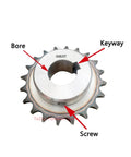 Heavy Duty 1PC Industrial Steel Drive Sprocket Wheel For Chain Gear With Bore Sizes From 10 To 32mm Featuring Solid 10 And 12 Teeth Options Plus Keyway Built-In For Rock Solid Performance And Smooth Operation In Any Tough Machine Setup You Need Right Now showing bore, keyway, and screw details.