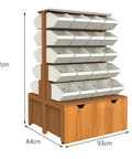 Heavy Duty Double Sided Storage Shelves With Cabinet, Five Tier Metal Shelving Unit For Garage, Tough Wood Finish Rack with dimensions.