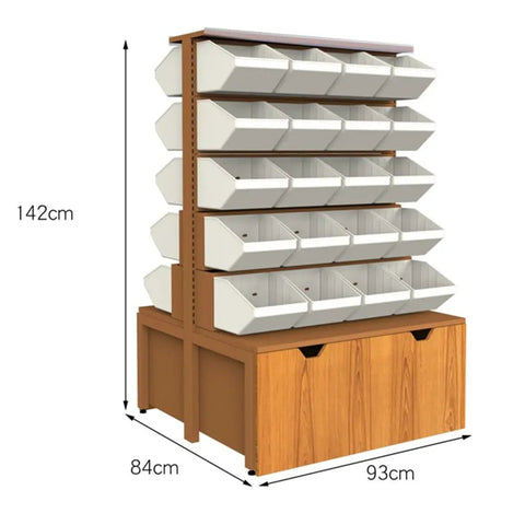 Heavy Duty Double Sided Storage Shelves With Cabinet, Five Tier Metal Shelving Unit For Garage, Tough Wood Finish Rack with dimensions.