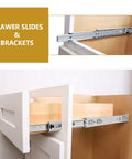 22 Inch Ball Bearing Drawer Slides Soft Close Full Extension Heavy Duty with Brackets installed on kitchen cabinet showcase.