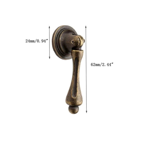 Antique Brass Cabinet Door Pulls Set 2 Pack 2.44 x 0.94 Inches Zinc Alloy Hardware with dimensions labeled in image